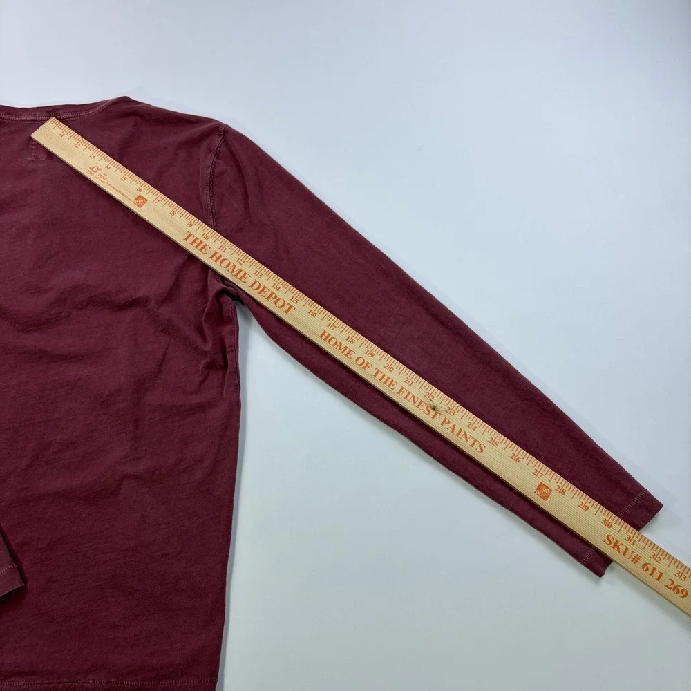 Abercrombie & Fitch Garment Dyed Henley Mens Medium Burgundy Long Sleeve Cotton
